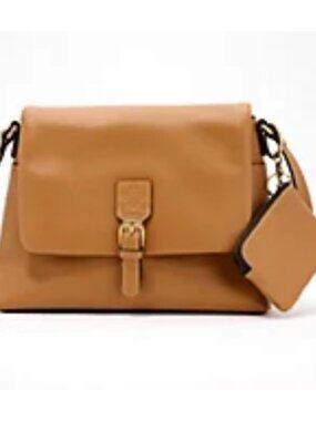 Patricia Nash Mill leather medium flap crossbody bag tan